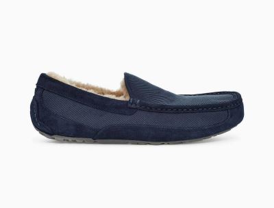 UGG Ascot Corduroy Mens Slippers Dark Blue - AU 910DP